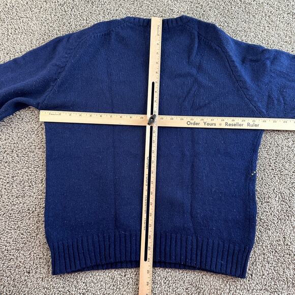 VINTAGE 80s McGregor Sweater Mens Large Blue Red Wool Blend Argyle Pullover * - Picture 8 of 11